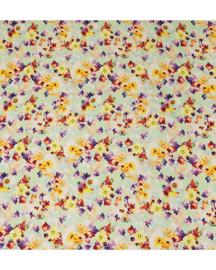 Green Floral Jacquard Viscose Crepe 110cm