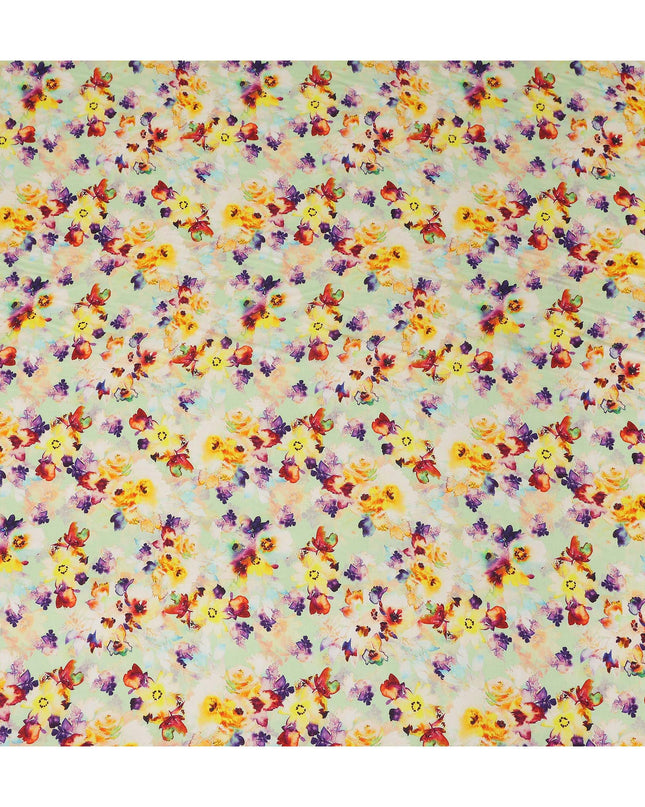 Green Floral Jacquard Viscose Crepe 110cm