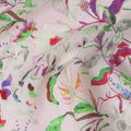 Pink Botanical Floral Jacquard Viscose Crepe 110cm