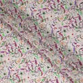 Pink Botanical Floral Jacquard Viscose Crepe 110cm