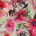 Beige Floral Viscose Crepe Fabric 110cm - 0432220