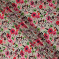 Beige Floral Viscose Crepe Fabric 110cm - 0432220
