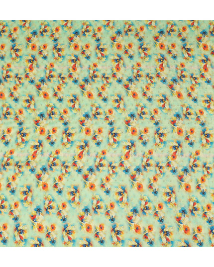 Green Floral Jacquard Viscose Crepe 110cm