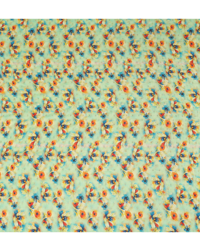 Green Floral Jacquard Viscose Crepe 110cm