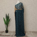 Teal Premium French Chantilly Saree Lace, 5.5 Mtrs Length, 110 Cms Width, Crafted in France -Blouse Not Included-D26710