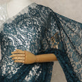 Teal Premium French Chantilly Saree Lace, 5.5 Mtrs Length, 110 Cms Width, Crafted in France -Blouse Not Included-D26710