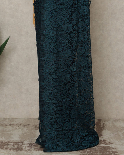 Teal Premium French Chantilly Saree Lace, 5.5 Mtrs Length, 110 Cms Width, Crafted in France -Blouse Not Included-D26710
