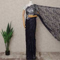 Navy Blue Premium 2-Tone French Chantilly Lace Saree Fabric 5.5 Mtrs with 110 Cms Width – Imported from France-D25658