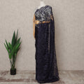 Navy Blue Premium 2-Tone French Chantilly Lace Saree Fabric 5.5 Mtrs with 110 Cms Width – Imported from France-D25658