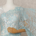 Aqua Blue Premium French 2-Tone Chantilly Lace Saree – 5.5 Meters Length, 110 Cms Width, Crafted in France-D26093