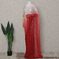 Blush Pink to Ruby Red Ombre French Chantilly Lace Saree