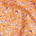 Orange Floral Printed Cotton Lawn Fabric Soft Lightweight Breathable Dressmaking Sewing Material 4.0 Meters Length 110 Cms Width India-D27623