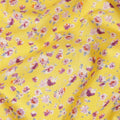 Yellow Floral Printed Cotton Lawn Fabric Soft Lightweight Breathable Dressmaking Sewing Material 4.0 Meters Length 110 Cms Width India-D27624