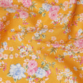 Mustard Yellow Floral Printed Cotton Lawn Fabric Soft Lightweight Breathable Dressmaking Sewing Material 4.0 Meters Length 110 Cms Width India-D27626