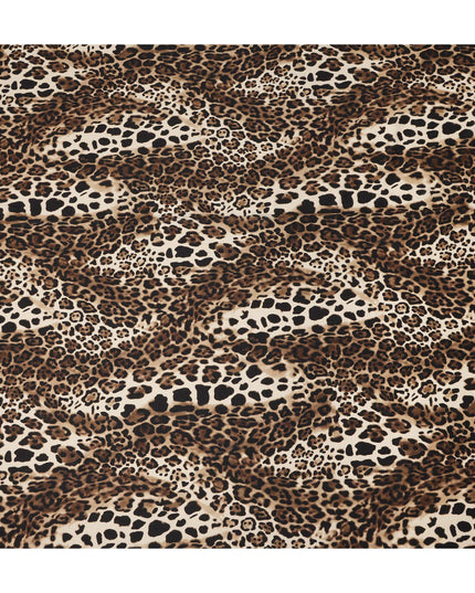 Beige Brown Leopard Printed Premium Italian Cotton Voile Fabric Soft Lightweight Breathable Apparel Craft Textile 150 Cms Wide, Made in Italy-D27511