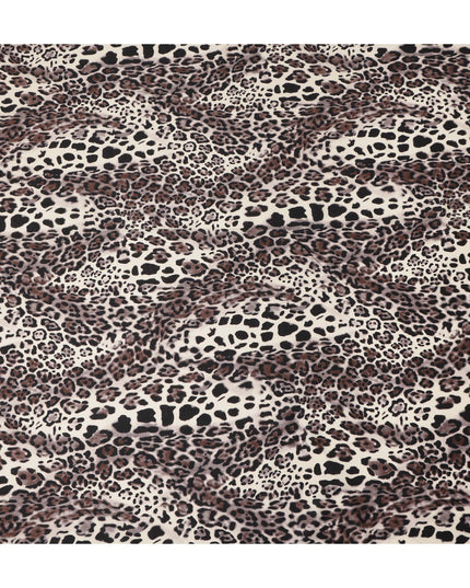 Ivory Black Leopard Printed Premium Italian Cotton Voile Fabric Soft Lightweight Breathable Apparel Craft Textile 150 Cms Wide, Made in Italy-D27512