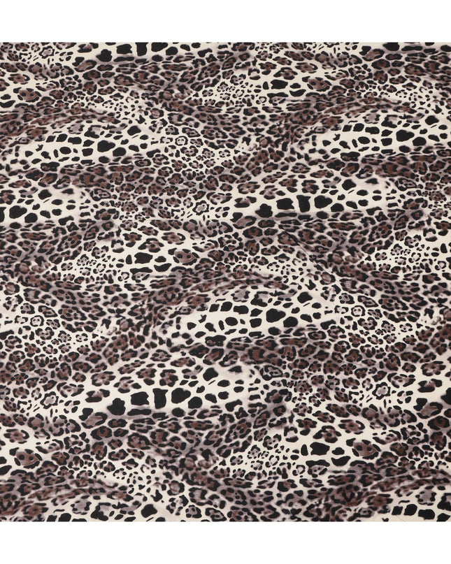 Ivory Black Leopard Printed Premium Italian Cotton Voile Fabric Soft Lightweight Breathable Apparel Craft Textile 150 Cms Wide, Made in Italy-D27512