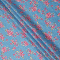 Blue Floral Printed Cotton Uragiri Voile Fabric, 110 Cms Width, Japan-D25293