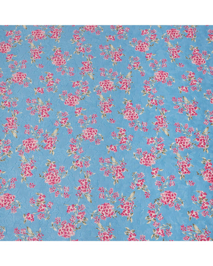 Blue Floral Printed Cotton Uragiri Voile Fabric, 110 Cms Width, Japan-D25293