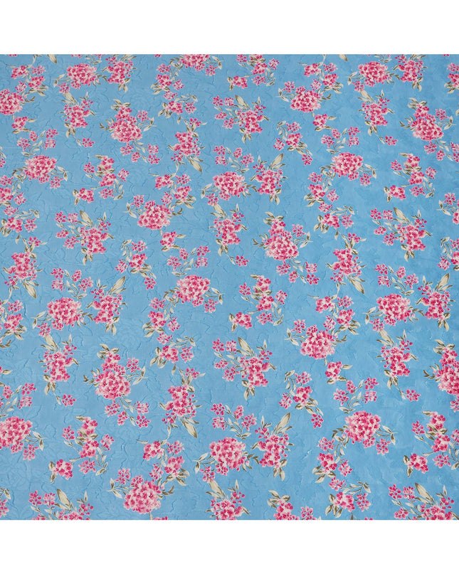 Blue Floral Printed Cotton Uragiri Voile Fabric, 110 Cms Width, Japan-D25293