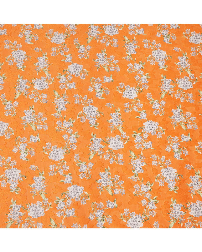 Orange Floral Printed Cotton Uragiri Voile Fabric, 110 Cms Width, Japan-D25288 Regal Fabrics