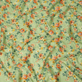 Light Green Floral Printed Cotton Uragiri Voile Fabric, 110 Cms Width, Japan-D25291