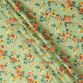 Light Green Floral Printed Cotton Uragiri Voile Fabric, 110 Cms Width, Japan-D25291