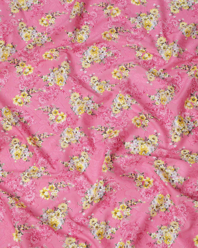 Pink Floral Printed Cotton Uragiri Voile Fabric, 110 Cms Width, Japan-D25290 Regal Fabrics