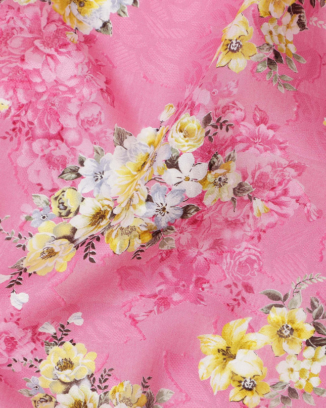 Pink Floral Printed Cotton Uragiri Voile Fabric, 110 Cms Width, Japan-D25290 Regal Fabrics