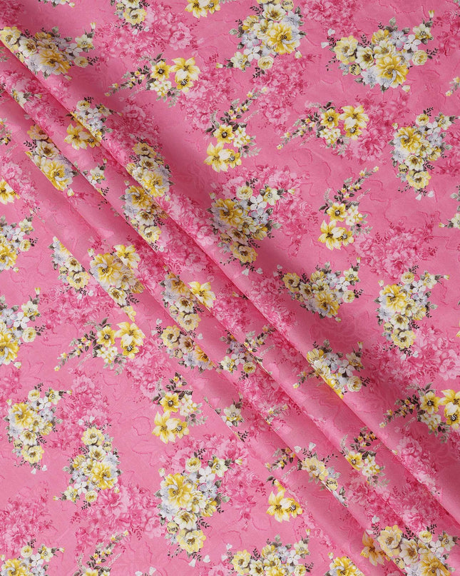 Pink Floral Printed Cotton Uragiri Voile Fabric, 110 Cms Width, Japan-D25290 Regal Fabrics