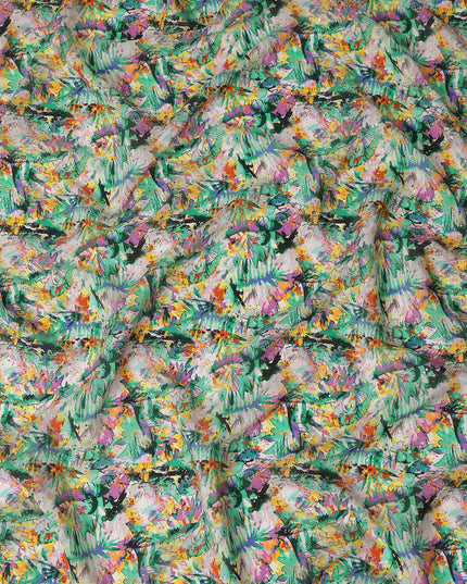 Green Abstract Gold Dot Viscose Crepe 110cm
