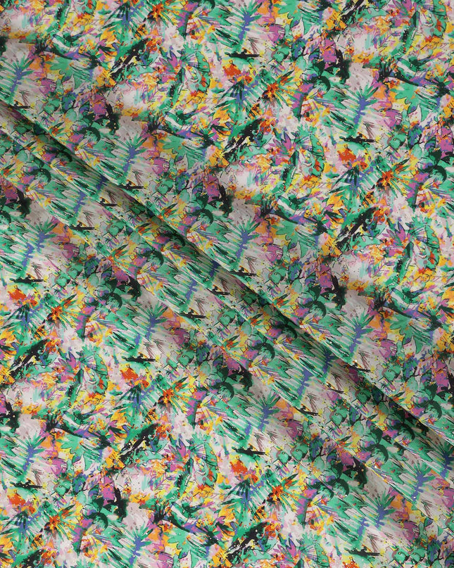 Green Abstract Gold Dot Viscose Crepe 110cm