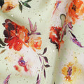 Green Floral Gold Dot Viscose Crepe 110cm