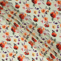 Green Floral Gold Dot Viscose Crepe 110cm