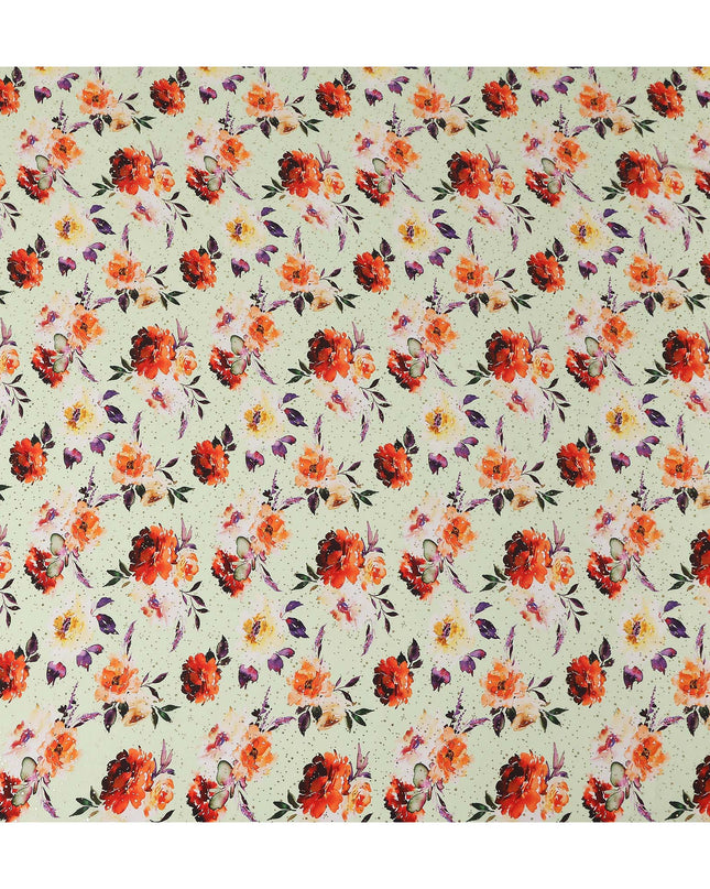 Green Floral Gold Dot Viscose Crepe 110cm