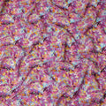 Purple Abstract Gold Dot Viscose Crepe 110cm