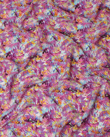 Purple Abstract Gold Dot Viscose Crepe 110cm