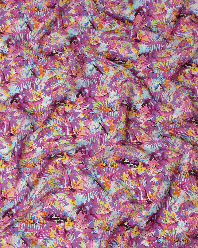 Purple Abstract Gold Dot Viscose Crepe 110cm