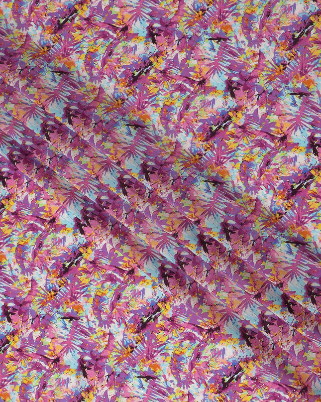 Purple Abstract Gold Dot Viscose Crepe 110cm