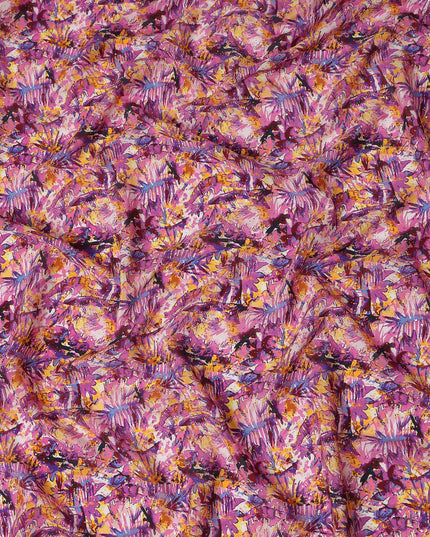 Pink Abstract Gold Dot Viscose Crepe 110cm