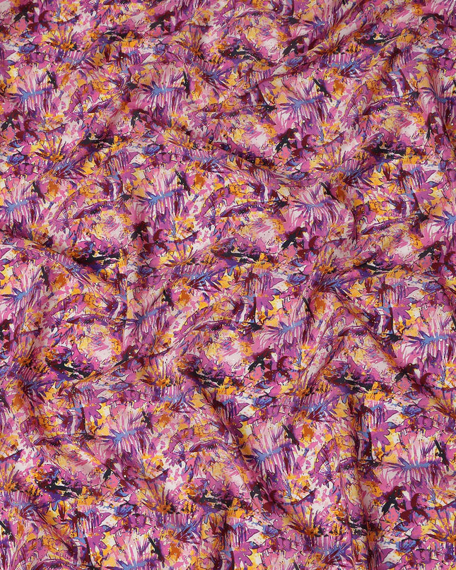 Pink Abstract Gold Dot Viscose Crepe 110cm