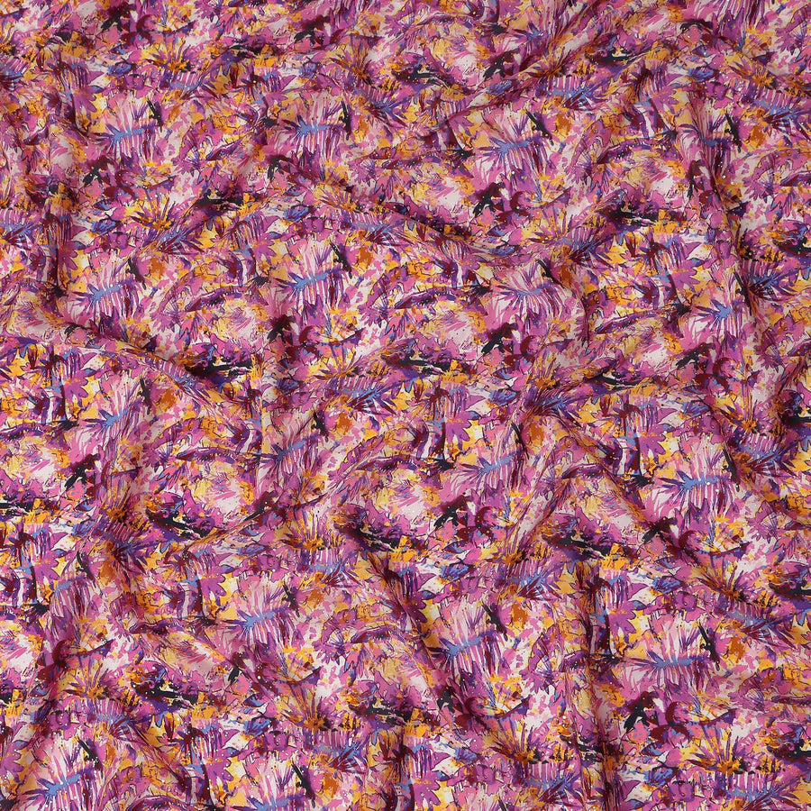 Pink Abstract Gold Dot Viscose Crepe 110cm