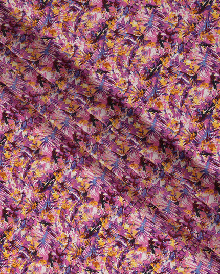 Pink Abstract Gold Dot Viscose Crepe 110cm