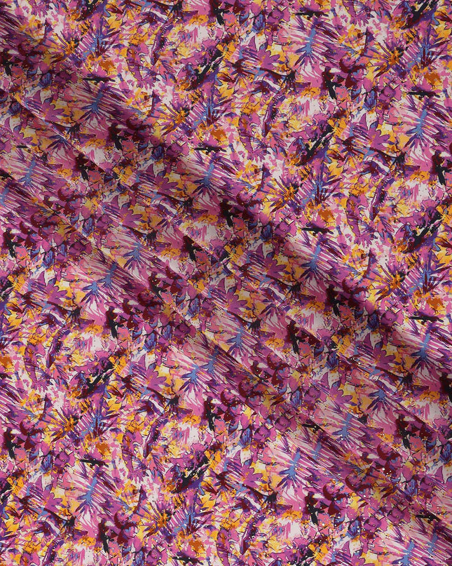 Pink Abstract Gold Dot Viscose Crepe 110cm