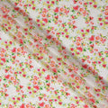White Floral Gold Dot Viscose Crepe 110cm