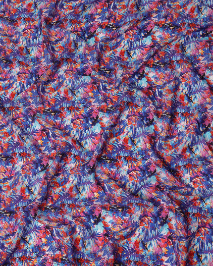 Blue Abstract Gold Dot Viscose Crepe 110cm