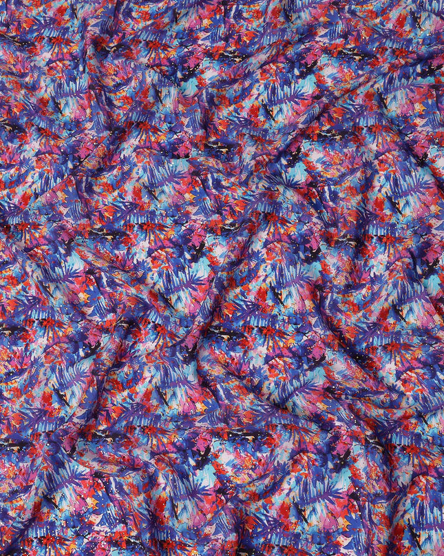Blue Abstract Gold Dot Viscose Crepe 110cm