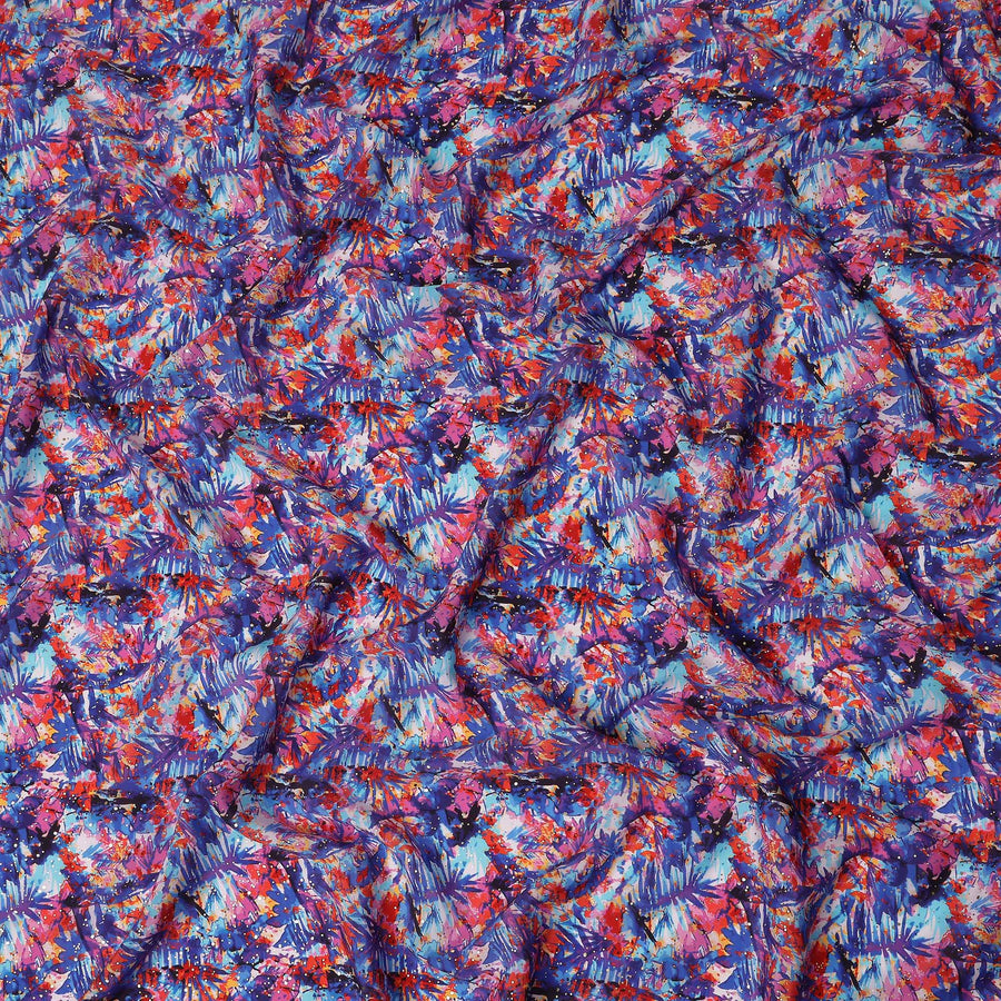 Blue Abstract Gold Dot Viscose Crepe 110cm