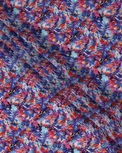 Blue Abstract Gold Dot Viscose Crepe 110cm