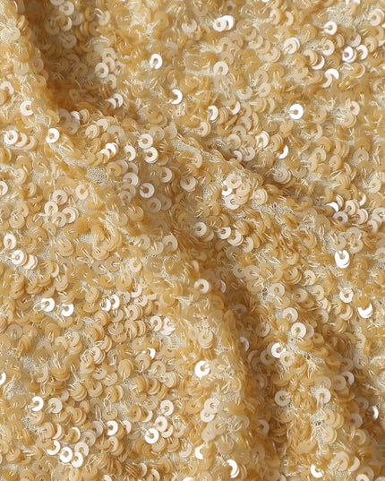 Champagne Gold Silk Georgette Sequin Fabric 110cm